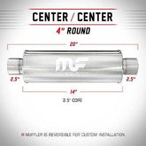 Universal Muffler/Silencer 2.5" C/C Round 4" x 14" | Magnaflow #14416